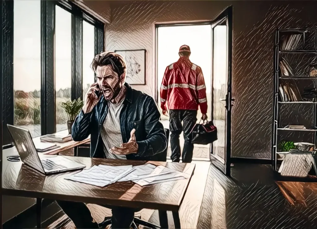 Cliente arrabbiato e tecnico che se ne va – Ordine in KO telefonia