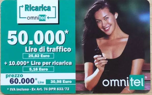 Pubblicità Omnitel degli anni Novanta con offerta di ricarica per telefonia mobile