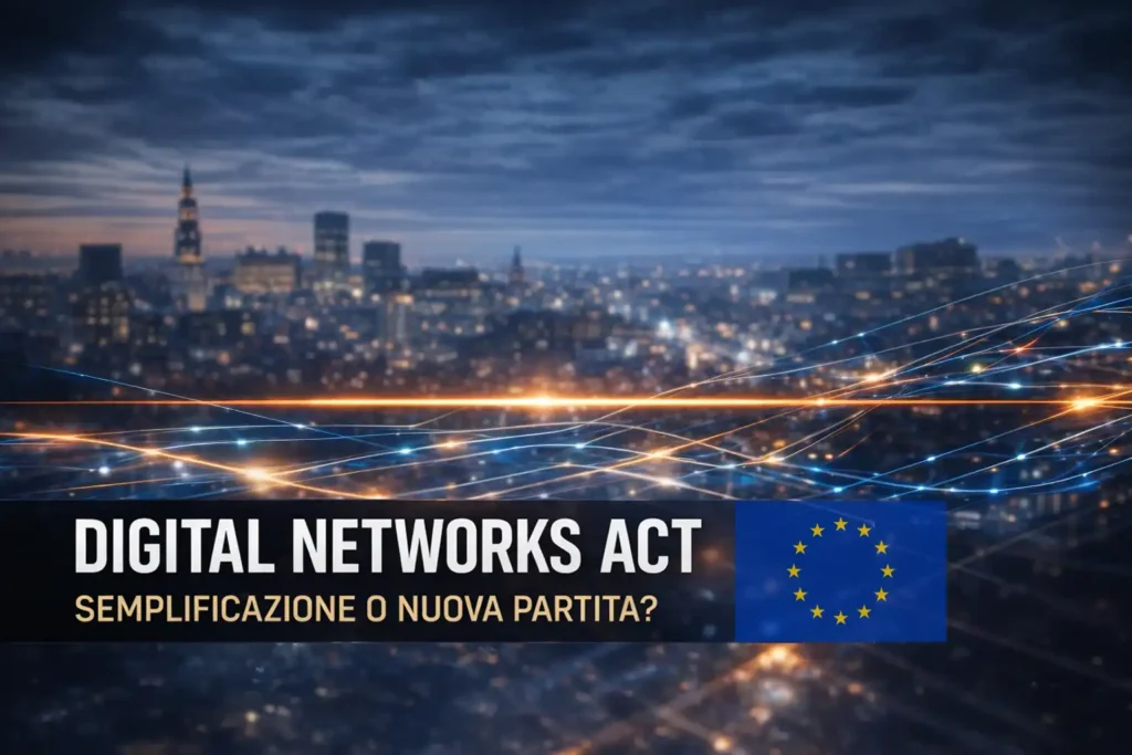 Digital Networks Act e impatto sulle imprese italiane con rete digitale su skyline europeo