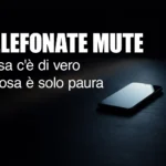 Smartphone appoggiato su una scrivania scura con luce laterale e atmosfera thriller, simbolo delle telefonate mute.